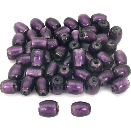 Barrel Silver Foil Glass Beads Purple 18mm 50Pcs Approx.
