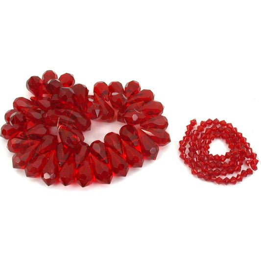 Red Bicone Teardrop Chinese Crystal Beads 2 Strands