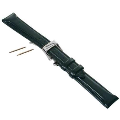 Black Oilskin Leather Watch Band Watchband & Deployment Buckle Watchmaker Repair