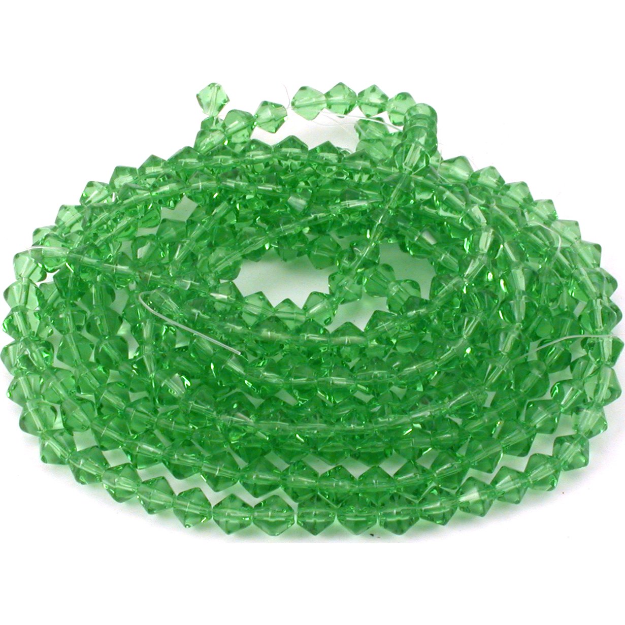 Bicone Faceted Chinese Glass Beads Green 6mm 5 13" Strands