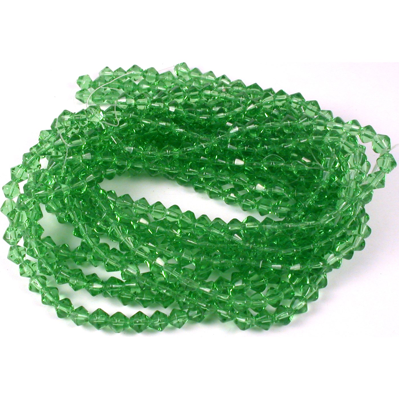 Bicone Faceted Chinese Glass Beads Green 6mm 10 13" Strands