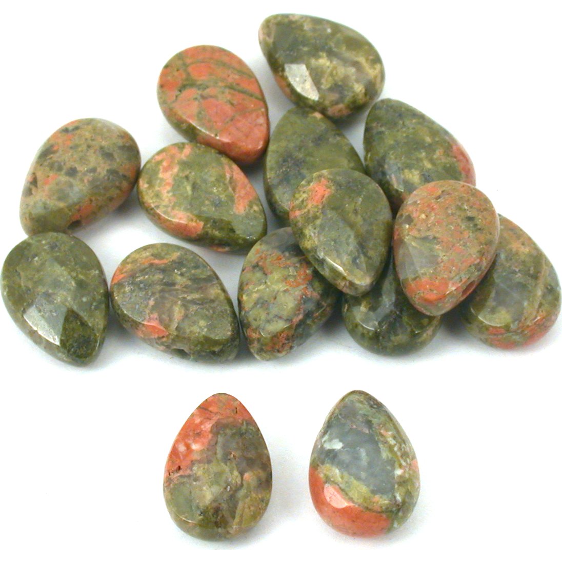 Unakite Teardrop Beads 13mm 14Pcs
