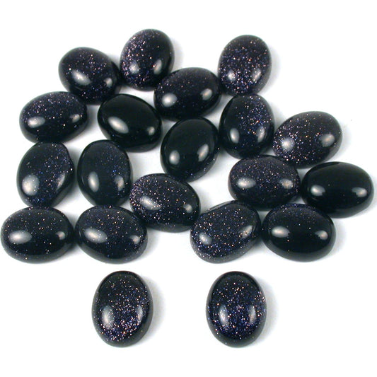 Goldstone Blue Oval Cabochon 10mm 20Pcs