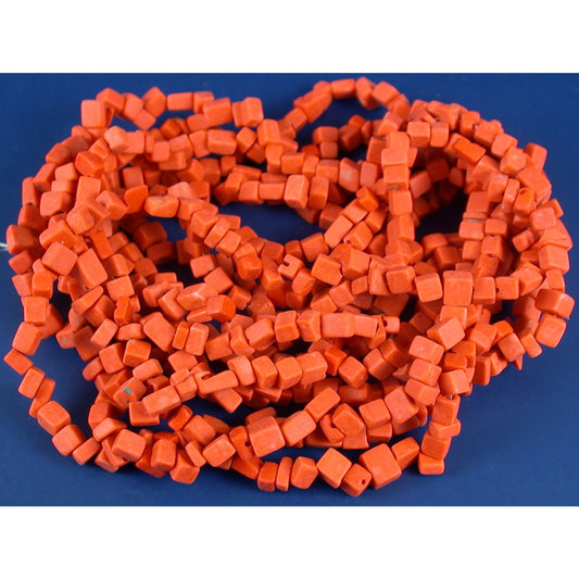 Coral Red Chip Beads 3 Strands