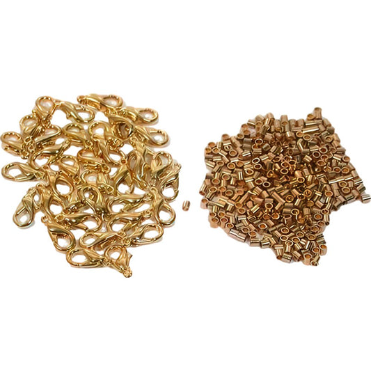 36 Gold Plated Lobster Clasps & 72 1.5mm Bead Crimps