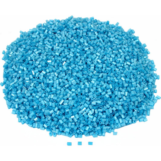 Bugle Glass Beads Pearl Blue #1 80 Grams
