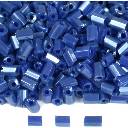 Bugle Glass Beads Pearl Dark Blue #1 65 Grams
