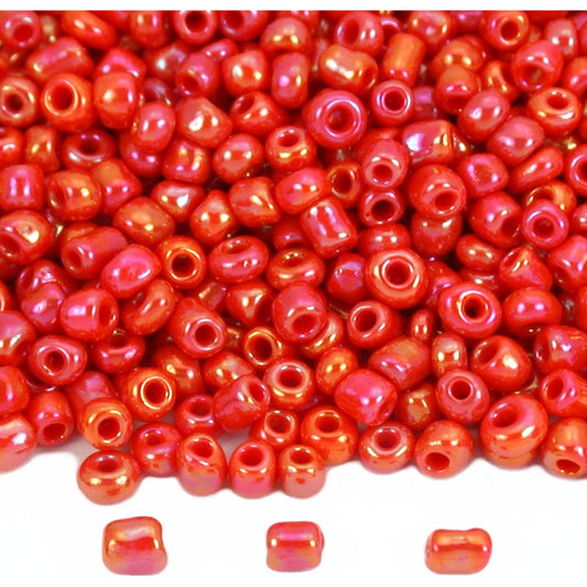 Seed Glass Beads Red AB 12/0 80 Grams