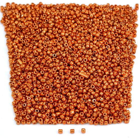 Seed Glass Beads Metallic Orange 12/0 25 Grams