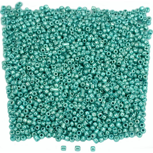 Seed Glass Beads Metallic Teal Blue 12/0 25 Grams