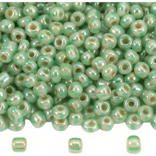Seed Glass Beads White & Green 12/0 30 Grams