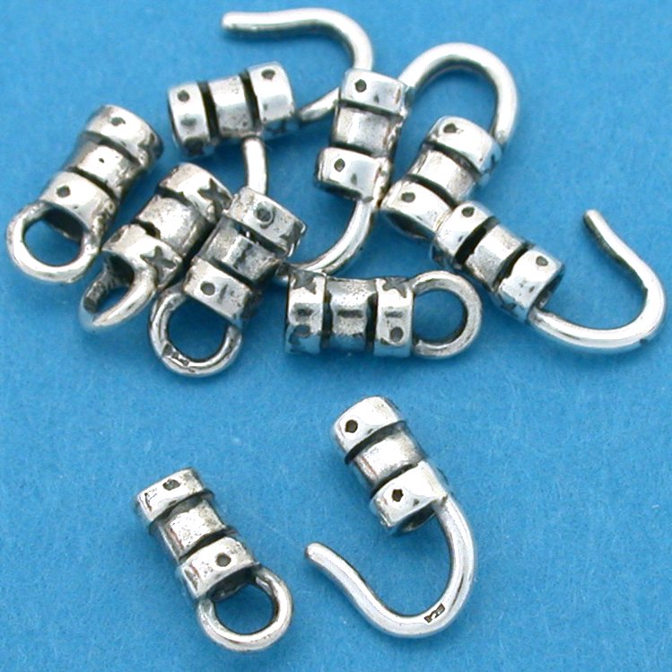 Crimp Cord Ends Hook & Eye Sterling Silver 8.5mm 10Pcs