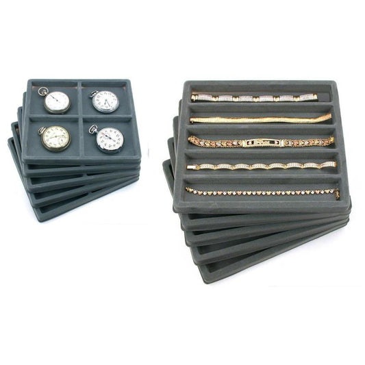 10 Gray Display Tray Inserts (5) 4 Slot Display Tray & (5) 5 Slot Display Tray