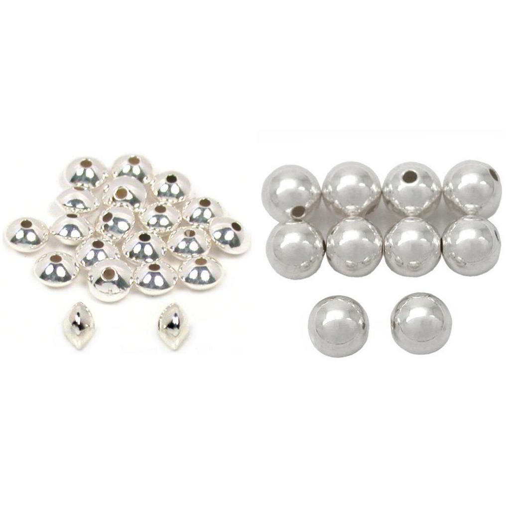 Sterling Silver Ball Beads & Saucer Beads Jewelry Beading Parts Kit 30 Pcs