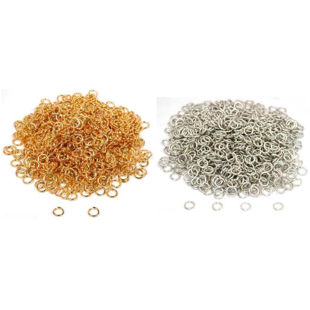 Gold Plated & White Treated Open Jump Ring Connctor 6mm Diameter Kit 2000 Pcs