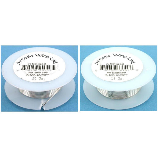 Artistic Non-Tarnish Silver Coil Wire 20 & 18 Gauge Kit 2 Pcs