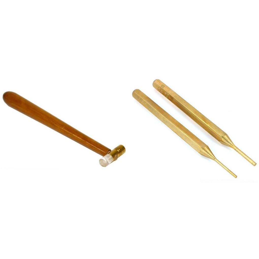 Brass & Plastic Head Jewelers Hammer & Brass Metal Working Pin Punches Kit 3 Pcs