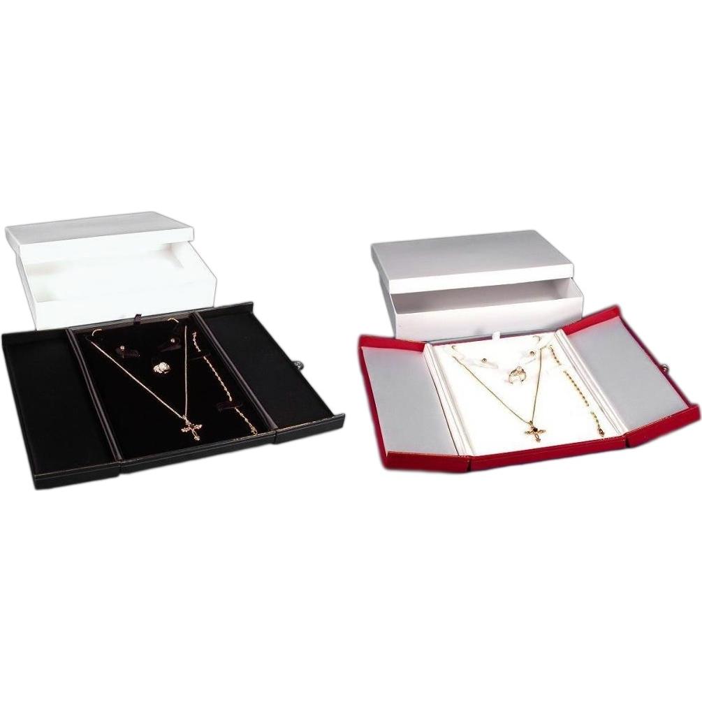 Red & Black Earring Ring Necklace Bracelet Combination Jewelry Boxes Kit 2 Pcs