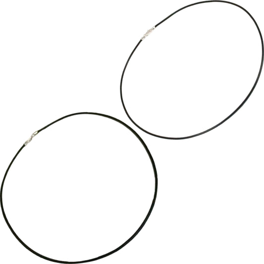 Black Genuine Leather Cord Necklace 18" & 16" Kit 2 Pcs