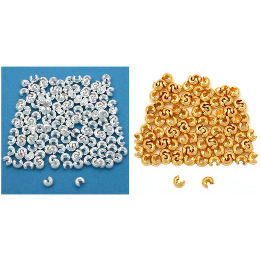 Silver Plated & Gold Tone Crimp Bead Covers Kit 288 Pcs