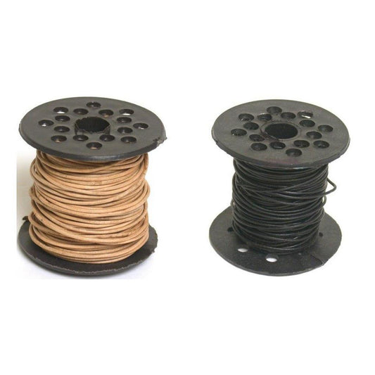 Natural Color & Black Leather Bead Cord Jewelry Making 1mm Thick Kit 2 Pcs