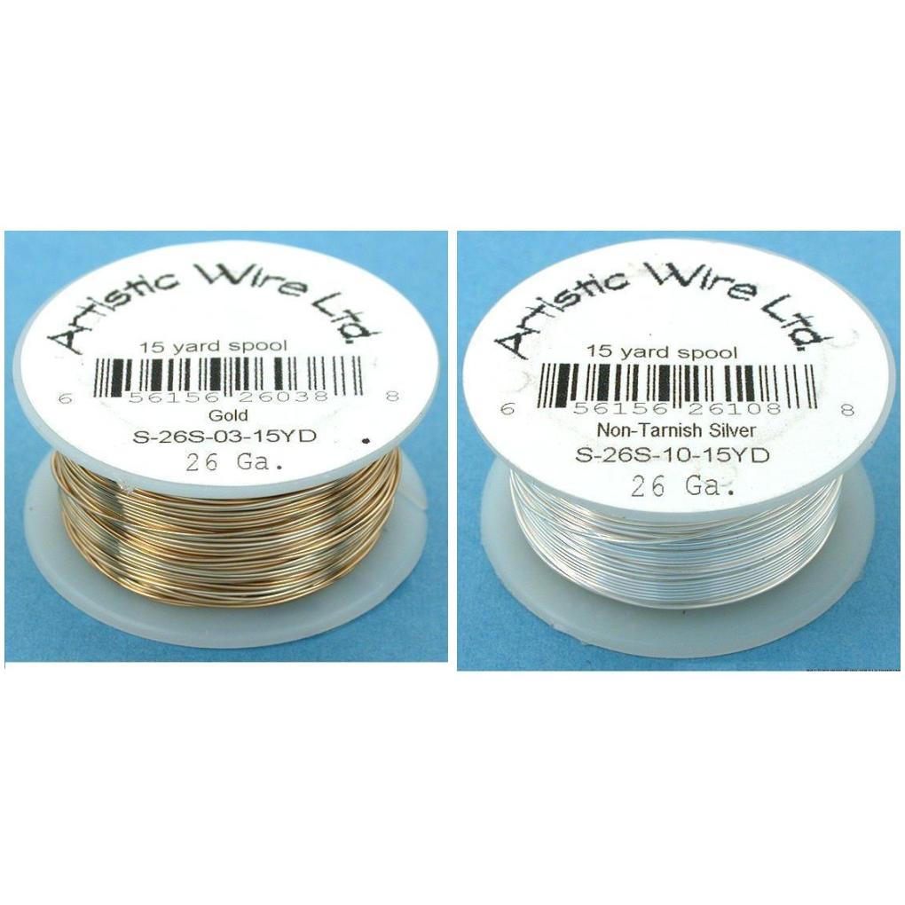 26 Gauge Gold Tone & Non-tarnish Silver Plated Artistic Craft Wire Kit 2 Pcs