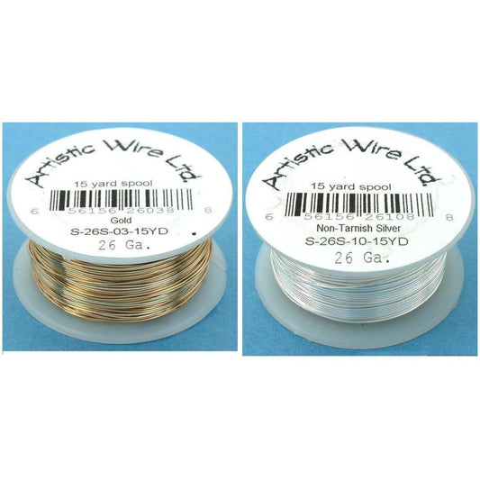 26 Gauge Gold Tone & Non-tarnish Silver Plated Artistic Craft Wire Kit 2 Pcs