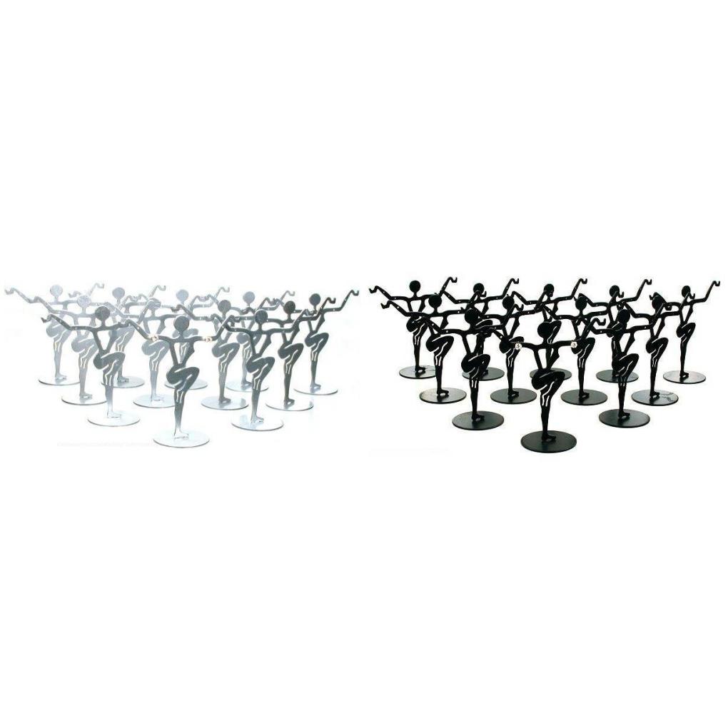Black & Silver Metal Dancer Earring Stands Jewelry Showcase Displays Kit 24 Pcs