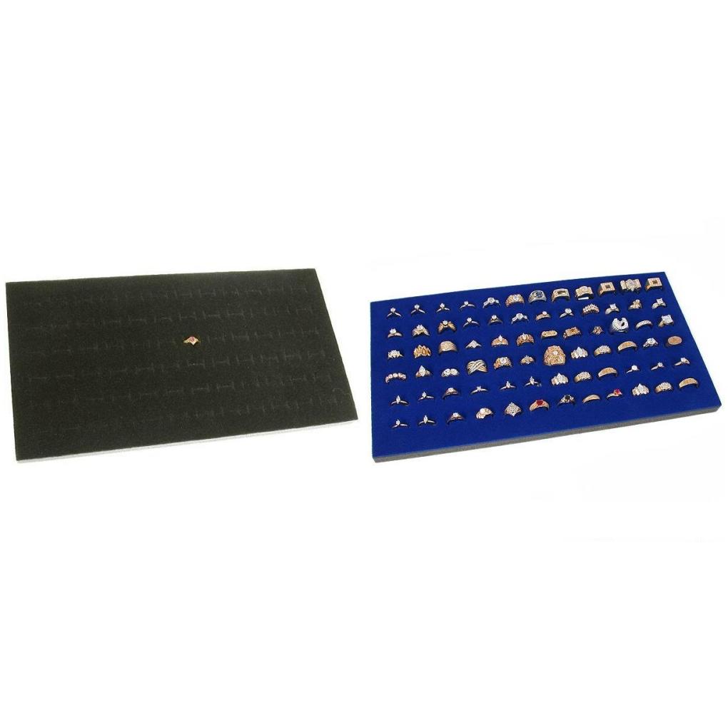Black & Blue Foam Ring Pad Jewelry Showcase Display Tray Case Insert Kit 2 Pcs