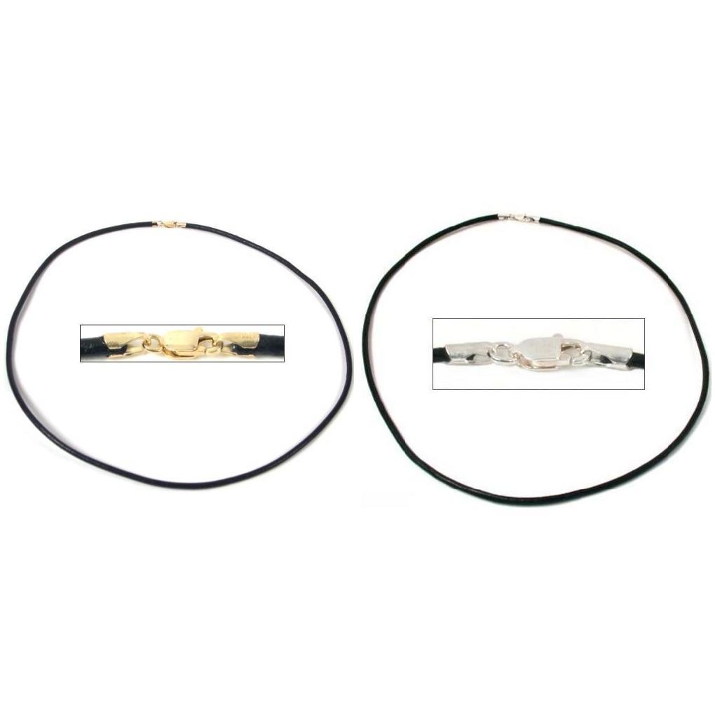 Black Leather Cord Necklace W/ Lobster Claw Clasp 16" Long Kit 2 Pcs