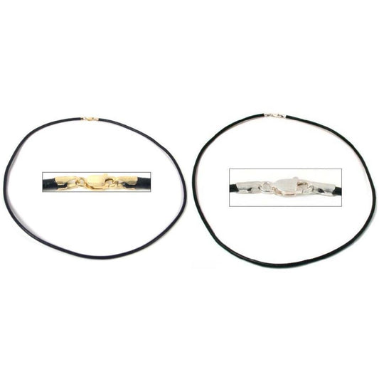 Black Leather Cord Necklace W/ Lobster Claw Clasp 16" Long Kit 2 Pcs
