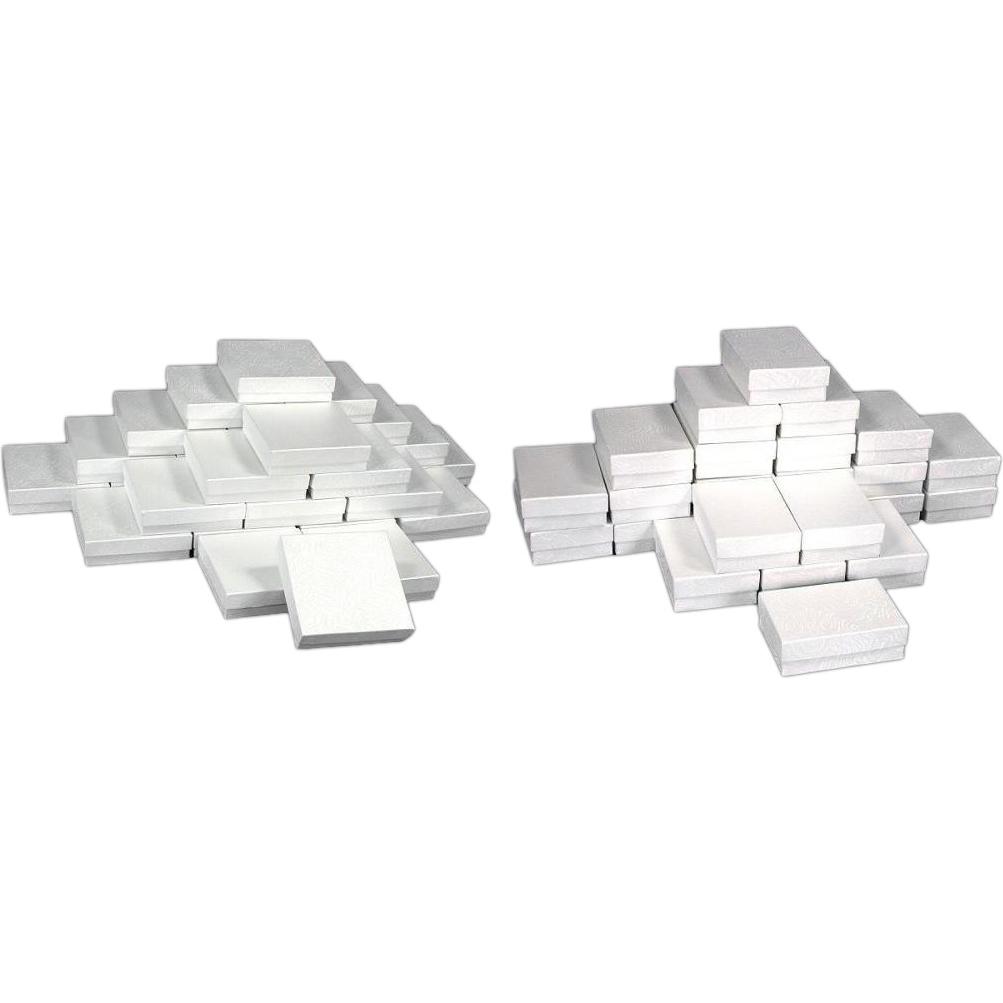 White Swirl Cotton Filled Jewelry Gift Boxes For Displays Showcases Kit 50 Pcs