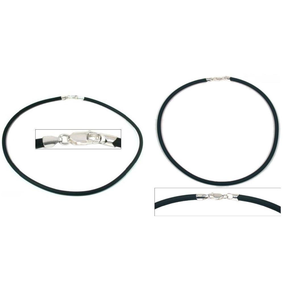 Black Rubber Cord Necklace W/ Sterling Silver Lobster Clasp 18" & 16" Kit 2 Pcs