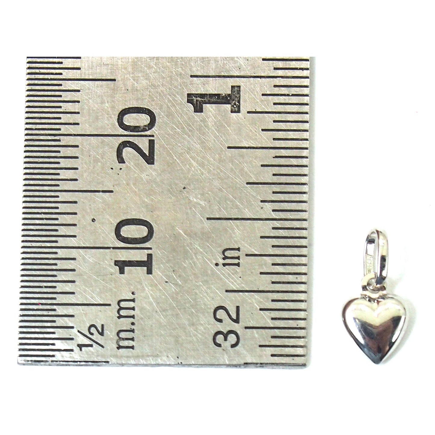 14K White Gold Heart Charm with 18" White Gold Cable Chain & Gift Box