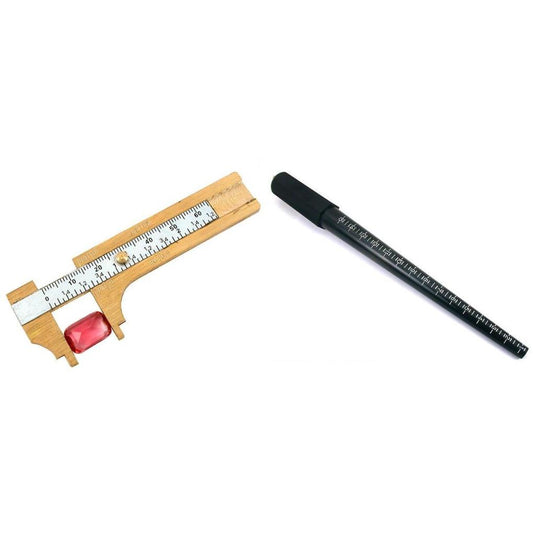 Tool Brass Sliding Millimeter Gauge 65mm & Black Plastic Ring Stick Mandrel
