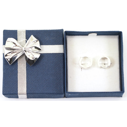 Sterling Silver Huggie Hoops Earrings Jewelry with Blue Gift Box