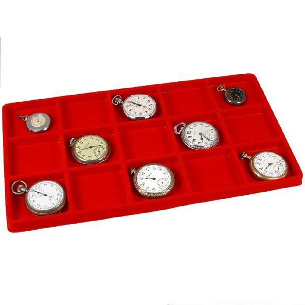 Five 15 Slot Jewelry Coin Red Showcase Display Tray Inserts
