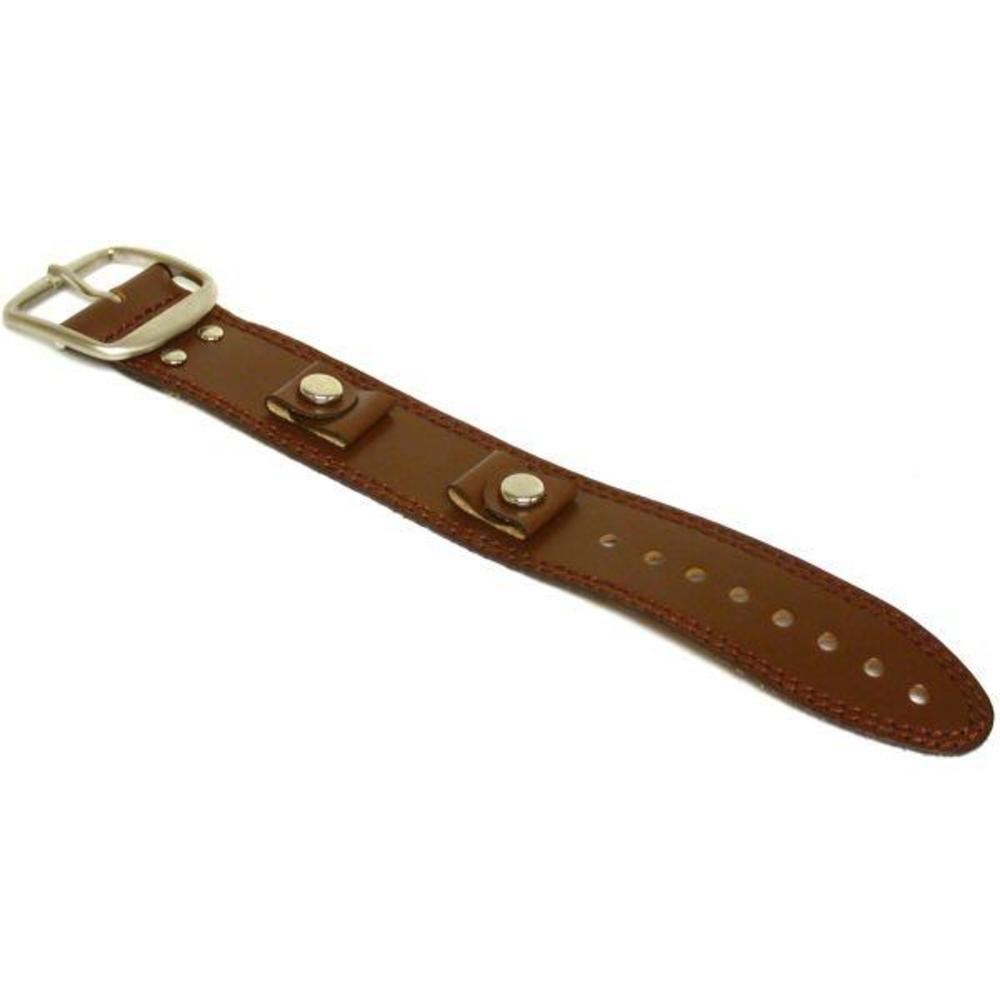 Watch Band Brown Leather Wide Cuff Mod 70's 2 Pcs