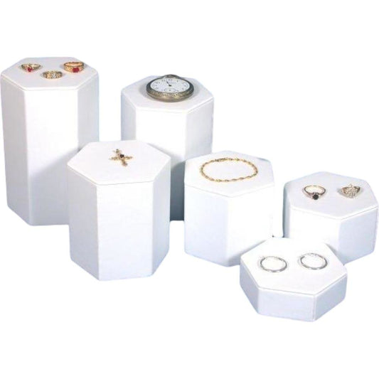 Findingking 6 White Leather Jewelry Risers Tall Showcase Display 2 Pcs