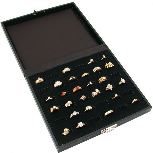 Two Findingking 36 Slot Ring Trays Black Travel Jewelry Showcase Display 2 Pcs
