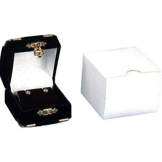 Earring & Pendant Brass Corner Gift Box Black 2 1/8" (Only 1 Box)