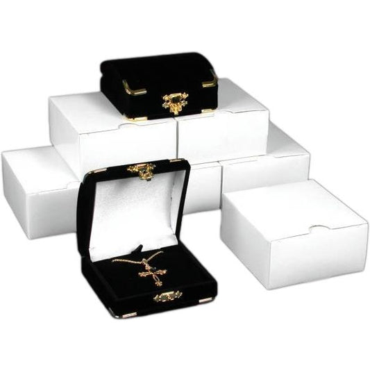 6 Pendant Gift Boxes Black Flocked Jewelry Case Display