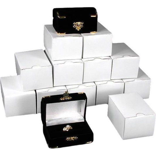 12 Double Ring Gift Boxes Black Flocked Jewelry Display