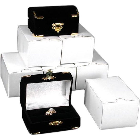 6 Double Ring Gift Boxes Black Flocked Jewelry Display