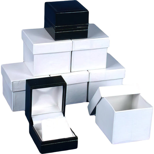 6 Earring Gift Boxes Black Leather Jewelry Case Display