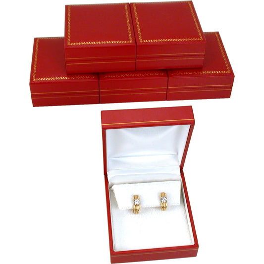 6 Red Leatherette Earring Boxes Gift Jewelry Displays