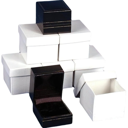 Ring Gift Box Black Faux Leather 6pc