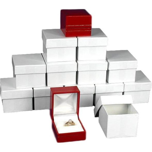 12 Ring Boxes Red Faux Leather Jewelry Showcase Display