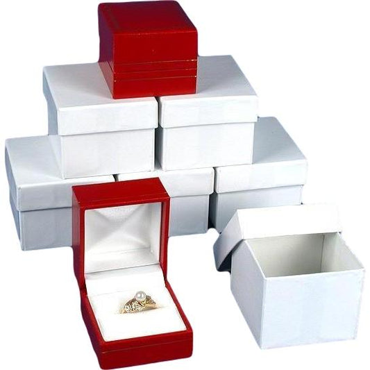 6 Ring Boxes Red Faux Leather Jewelry Showcase Display
