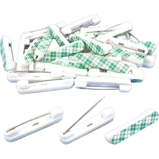 30 Adhesive Bar Safety Pins ID Badge Crafting Parts